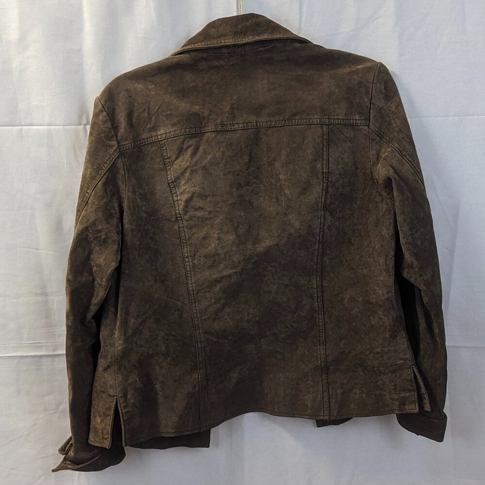 Coldwater Creek Size Medium Distressed Suede Jacket in Brown - Picture 4 of 12